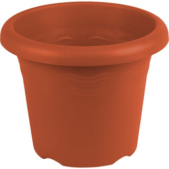 Hega hogar Terra cotta ronde plantenpot/bloempot kunststof diameter 16 cm - Plantenpotten Bruin