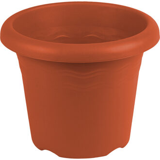 Hega hogar Terra cotta ronde plantenpot/bloempot kunststof diameter 18 cm - Plantenpotten Bruin