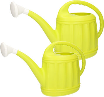 Hega hogar Tuinplanten gieters set 2x stuks kunststof lime groen 5 en 12 liter - Gieters