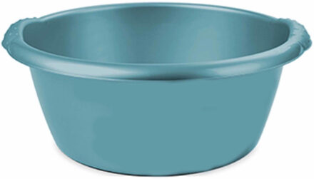 Hega hogar Turquoise blauwe afwasbak/afwasteil rond 15 liter 42 cm - Afwasbak