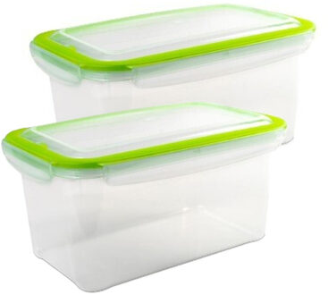 Hega hogar Vershoudbakje 2,5 liter - 5x - transparant - kunststof - 24 x 15 x 12 cm - Luchtdicht afgesloten