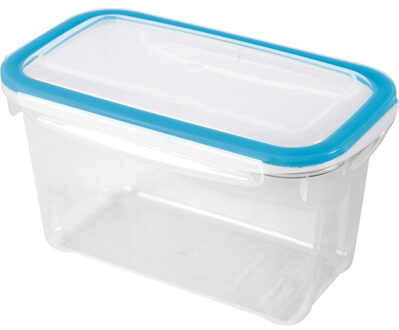 Hega hogar Vershoudbakje - 3x - transparant/blauw - 1,2 liter - 19 x 11 x 11 cm - plastic - vershouddoos