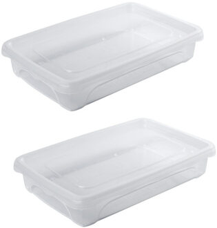 Hega hogar Vershoudbakje - 8x stuks - laag - transparant - 0,5 liter - 18 x 12 x 4 cm - vershouddoosje