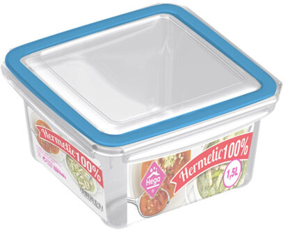 Hega hogar vershoudbakje Kiev - 3x - 1,5 liter - transparant/blauw - kunststof