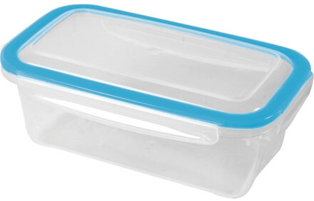 Hega hogar Vershoudbakje - transparant/blauw - 0,75 liter - 19 x 11 x 7 cm - plastic - vershouddoos