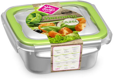 Hega hogar Vershoudbakjes - 0,25 liter - transparant/groen - plastic