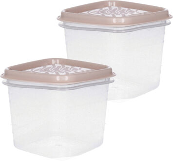 Hega hogar Vershoudbakjes Hega - set van 2x stuks - 0.7 liter - transparant/beige - L11 x B11 x H12 cm