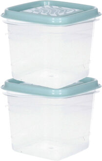 Hega hogar Vershoudbakjes Hega - set van 2x stuks - 0.7 liter - transparant/groen - L11 x B11 x H12 cm