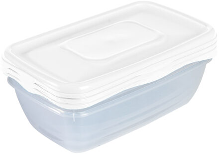 Hega hogar Vershoudbakjes Hega - set van 3x stuks - 0.9 liter - transparant/wit- L20 x B12 x H8 cm