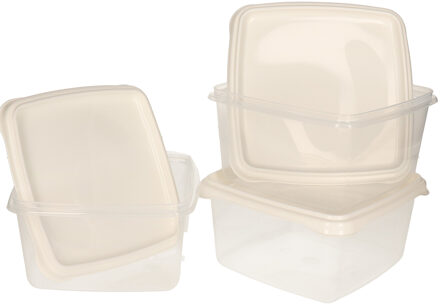 Hega hogar Vershoudbakjes Hega - set van 3x stuks - 1.3 liter - transparant/wit - L16 x B16 x H11 cm