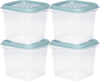 Hega hogar Vershoudbakjes Hega - set van 6x stuks - 0.7 liter - transparant/groen - L11 x B11 x H12 cm