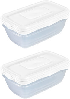 Hega hogar Vershoudbakjes Hega - set van 6x stuks - 0.9 liter - transparant/wit- L20 x B12 x H8 cm