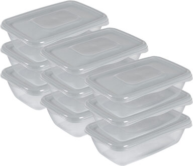 Hega hogar Vershoudbakjes Hega - set van 9x stuks - 0.9 liter - transparant/grijs - L20 x B12 x H8 cm