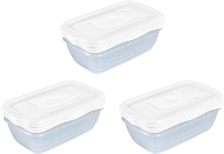 Hega hogar Vershoudbakjes Hega - set van 9x stuks - 0.9 liter - transparant/wit- L20 x B12 x H8 cm