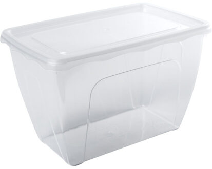 Hega hogar Voedsel plastic bewaarbakje hoog/diep 1,5 liter transparant 18 x 12 x 12 cm - Vershoudbakjes