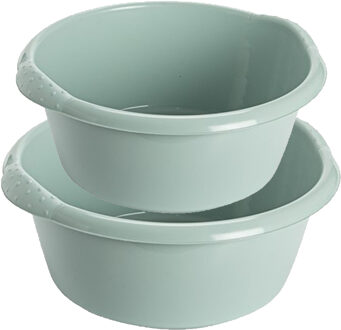 Hega hogar Voordeel set multi-functionele kunststof afwas huishoud teiltjes mintgroen in 2-formaten