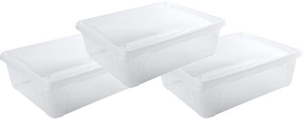 Hega hogar Voorraad/vershoudbakje laag - 12x - 2,5 liter - transparant - kunststof - 24 x 20 x 8 cm