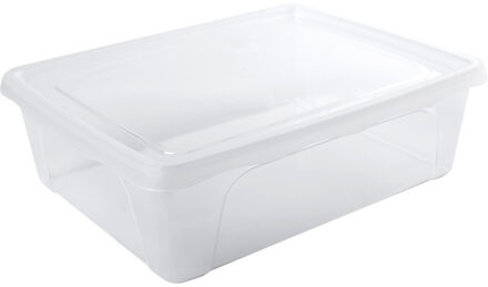 Hega hogar Voorraad/vershoudbakje laag - 2,5 liter - transparant - kunststof - 24 x 20 x 8 cm