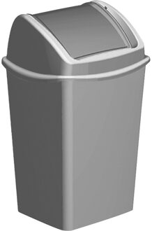 Hega hogar Vuilnisbak/afvalbak met klepdeksel - grijs - 25 liter - 35 x 29 x 53 cm - kunststof