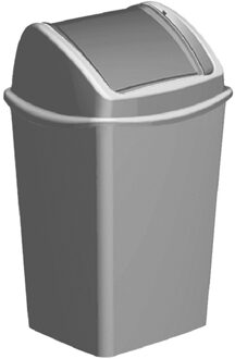 Hega hogar Vuilnisbak/afvalbak met klepdeksel - grijs - 9 liter - 24 x 21 x 38 cm - kunststof