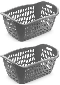 Hega hogar Wasmand - 4x - grijs - waskrat - 61 x 43 x 28 cm - 38L