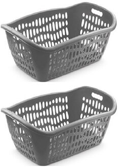 Hega hogar Wasmand - 5x - grijs - waskrat - 61 x 43 x 28 cm - 38L