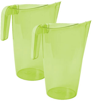 Hega hogar Waterkan - 2x stuks - sapkan - groen - inhoud 1.75 liter - kunststof - karaf - pitcher