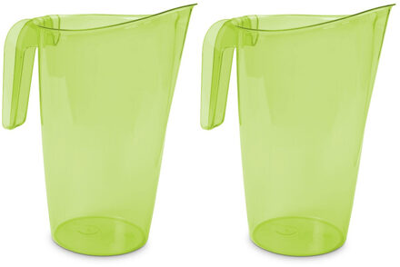 Hega hogar Waterkan - 2x stuks - sapkan - groen - inhoud 1.75 liter - kunststof - karaf - pitcher