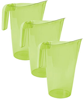 Hega hogar Waterkan - 3x stuks - sapkan - groen - inhoud 1.75 liter - kunststof - karaf - pitcher