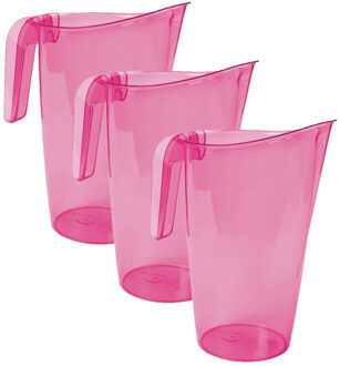 Hega hogar Waterkan - 3x stuks - sapkan - roze - inhoud 1.75 liter - kunststof - karaf - pitcher