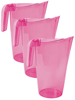 Hega hogar Waterkan - 4x stuks - sapkan - roze - inhoud 1.75 liter - kunststof - karaf - pitcher