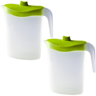 Hega hogar Waterkan/sapkan met afsluitbare deksel in groen - 4x - 1,5 liter - kunststof - 9 x 21 cm