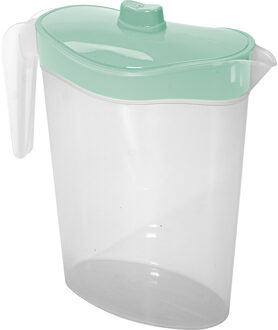 Hega hogar Waterkan/sapkan met afsluitbare deksel in mintgroen - 1,5 liter - kunststof - 9 x 21 cm