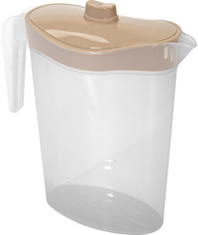 Hega hogar Waterkan/sapkan met beige deksel - 1.5 liter - kunststof - 9 x 23 cm - Schenkkannen