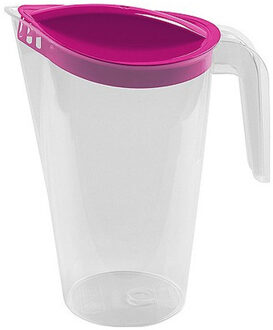 Hega hogar Waterkan/sapkan met fuchsia roze deksel 1,75 liter kunststof