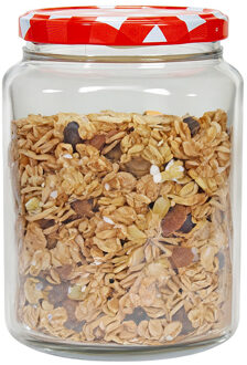 Hega hogar Weckpot voorraadpot Classico - 1012 ml - kunststof - draaideksel - rood - D10 x H14 cm