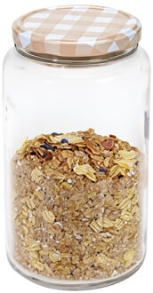 Hega hogar Weckpot/voorraadpot Classico - 1500 ml - kunststof - draaideksel - beige - D10 x H19 cm