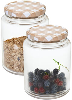 Hega hogar Weckpot/voorraadpot Classico - 2x - 1012 ml - kunststof - draaideksel - beige - D10 x H14 cm