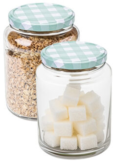 Hega hogar Weckpot/voorraadpot Classico - 2x - 1012 ml - kunststof - draaideksel - groen - D10 x H14 cm