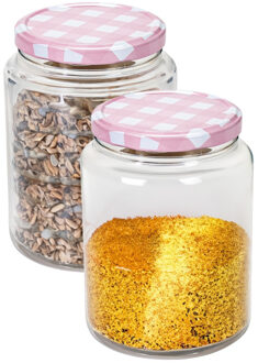 Hega hogar Weckpot/voorraadpot Classico - 2x - 1012 ml - kunststof - draaideksel - roze - D10 x H14 cm