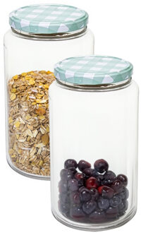 Hega hogar Weckpot/voorraadpot Classico - 2x - 1500 ml - kunststof - draaideksel - groen - D10 x H19 cm