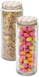 Hega hogar Weckpot/voorraadpot Classico - 2x - 2100 ml - kunststof - draaideksel - beige - D10 x H27 cm