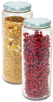 Hega hogar Weckpot/voorraadpot Classico - 2x - 2100 ml - kunststof - draaideksel - groen - D10 x H27 cm