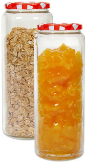 Hega hogar Weckpot/voorraadpot Classico - 2x - 2100 ml - kunststof - draaideksel - rood - D10 x H27 cm