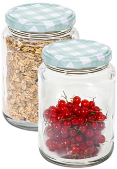 Hega hogar Weckpot/voorraadpot Classico - 2x - 500 ml - kunststof - draaideksel - groen - D7 x H11 cm