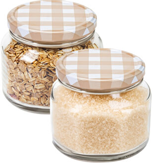 Hega hogar Weckpot/voorraadpot Classico - 2x - 600 ml - kunststof - draaideksel - beige - D10 x H9 cm