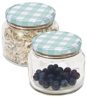 Hega hogar Weckpot/voorraadpot Classico - 2x - 600 ml - kunststof - draaideksel - groen - D10 x H9 cm