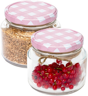 Hega hogar Weckpot/voorraadpot Classico - 2x - 600 ml - kunststof - draaideksel - roze - D10 x H9 cm