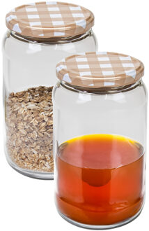 Hega hogar Weckpot/voorraadpot Classico - 2x - 750 ml - kunststof - draaideksel - beige - D8 x H14 cm