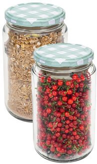 Hega hogar Weckpot/voorraadpot Classico - 2x - 750 ml - kunststof - draaideksel - groen - D8 x H14 cm